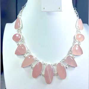 Rose Quartz 925 Large Gemstone Necklace #2